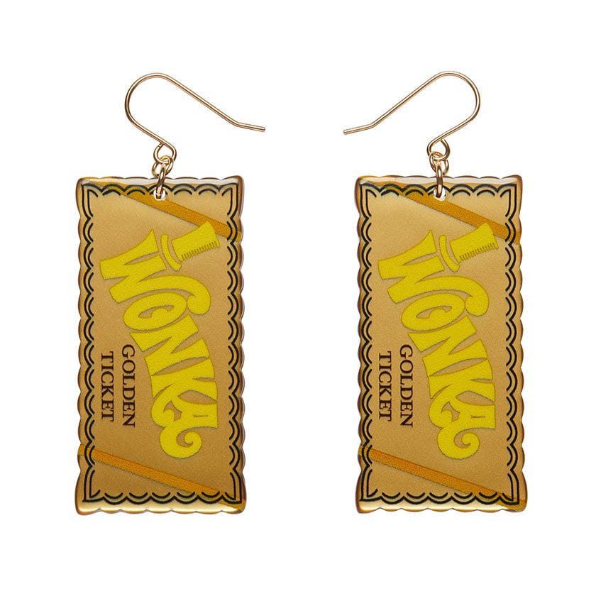 Golden Ticket Drop Earrings  -  Erstwilder  -  Quirky Resin and Enamel Accessories