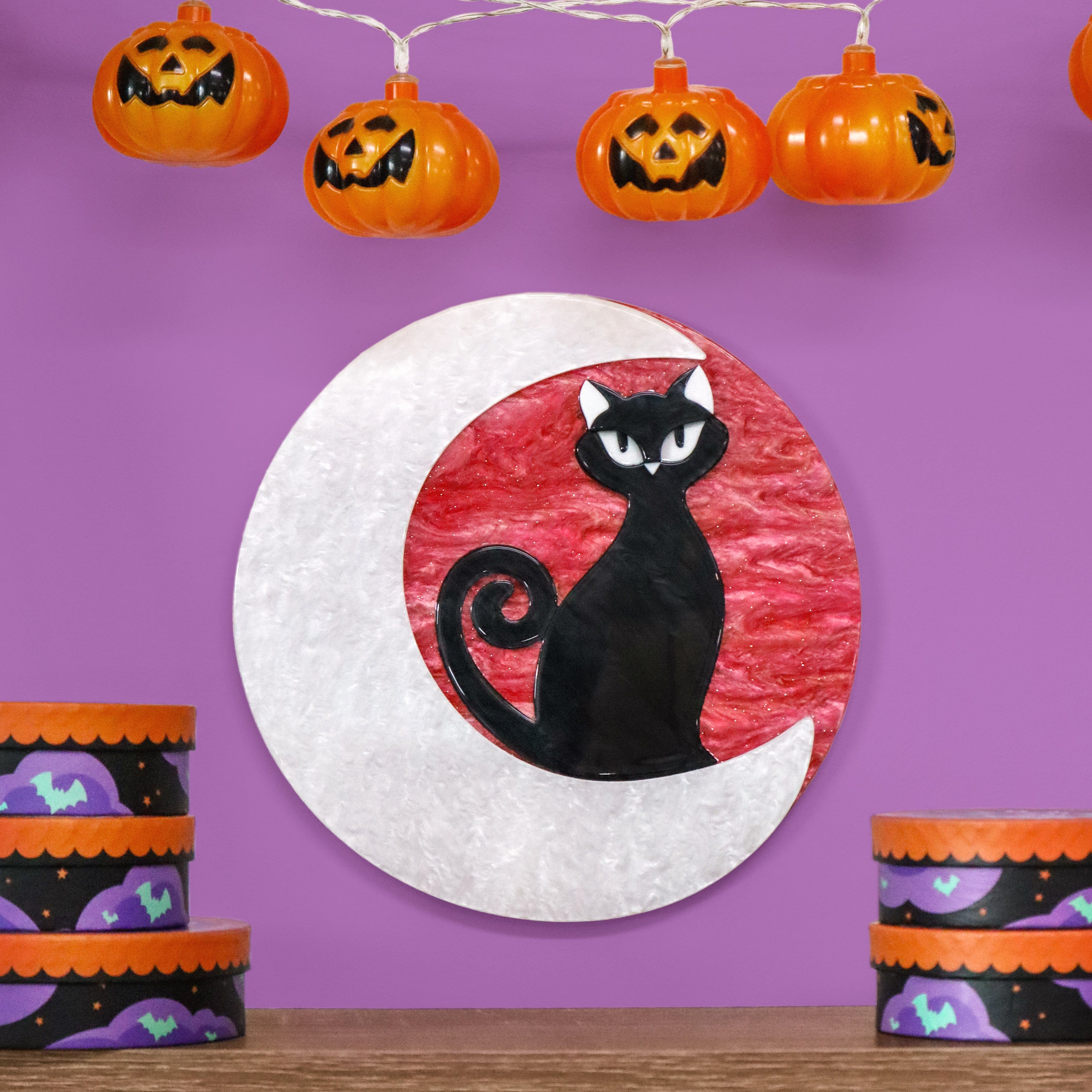 Cara the Halloween Kitty Wall Art  -  Erstwilder  -  Quirky Resin and Enamel Accessories