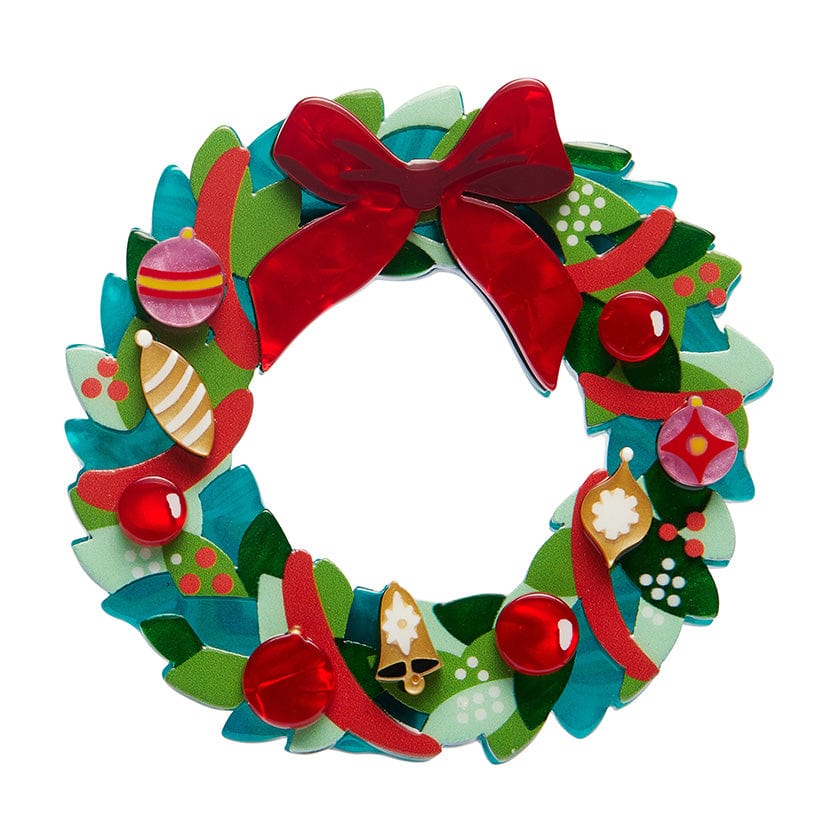 Evergreen Wreath Brooch  -  Erstwilder  -  Quirky Resin and Enamel Accessories