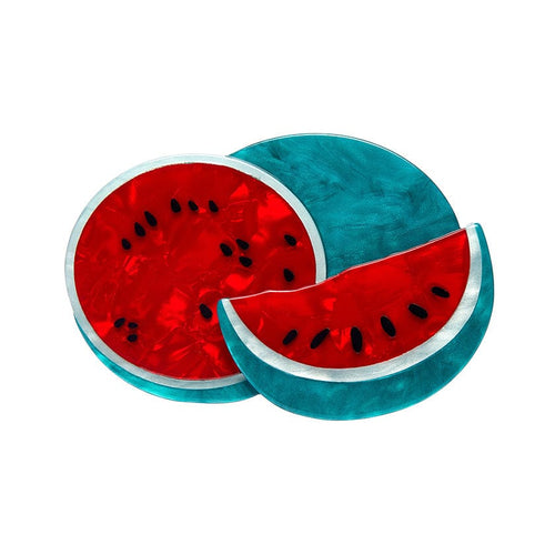 Viva la Vida Watermelons Brooch  -  Erstwilder  -  Quirky Resin and Enamel Accessories