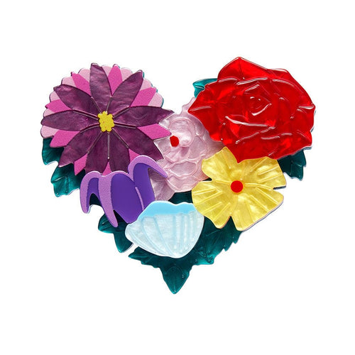 Corazon de Flores Brooch  -  Erstwilder  -  Quirky Resin and Enamel Accessories