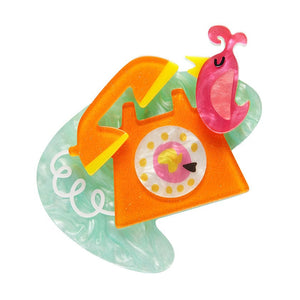 Just a Call Away Brooch  -  Erstwilder  -  Quirky Resin and Enamel Accessories