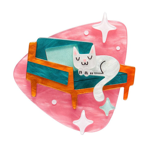 Susan the Sleeping Kitty Brooch  -  Erstwilder  -  Quirky Resin and Enamel Accessories