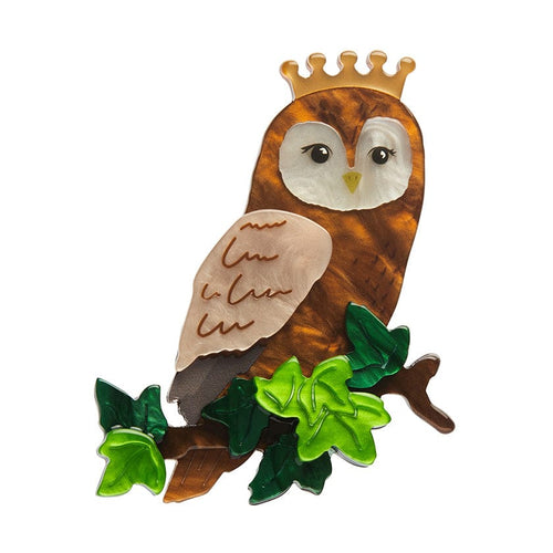 Regal Woodland Owl Brooch  -  Erstwilder  -  Quirky Resin and Enamel Accessories