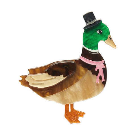 Well-Dressed DuckÂ Brooch  -  Erstwilder  -  Quirky Resin and Enamel Accessories