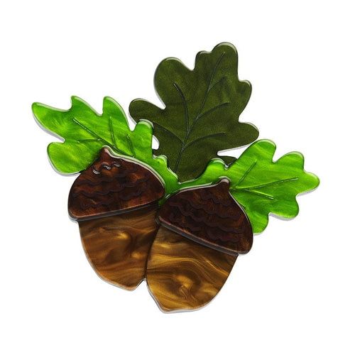 Woodland Acorns Brooch  -  Erstwilder  -  Quirky Resin and Enamel Accessories