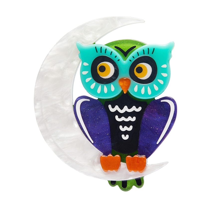 A Moon with a View Owl Brooch  -  Erstwilder  -  Quirky Resin and Enamel Accessories