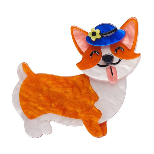 Susan the Corgi Brooch  -  Erstwilder  -  Quirky Resin and Enamel Accessories