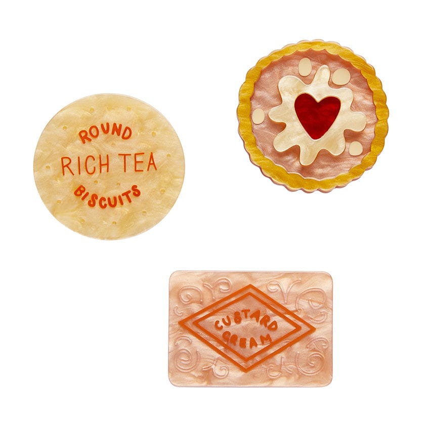 A Biscuit or Three Mini Brooch Set  -  Erstwilder  -  Quirky Resin and Enamel Accessories