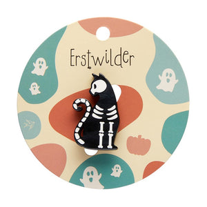 Bone Cat Mini Brooch  -  Erstwilder Simplified  -  Quirky Resin and Enamel Accessories