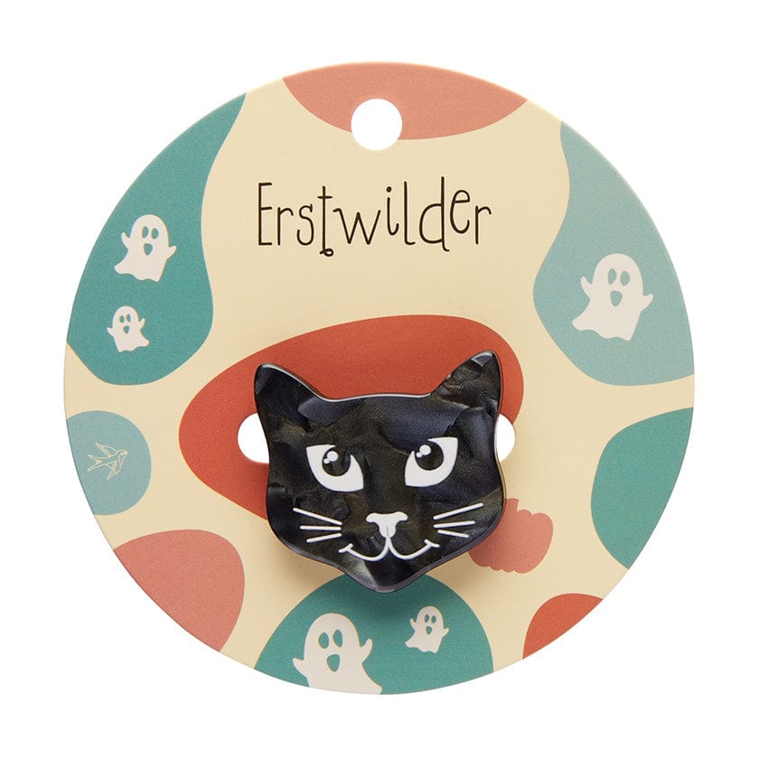 Cat Head Mini Brooch  -  Erstwilder Simplified  -  Quirky Resin and Enamel Accessories