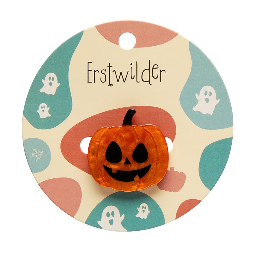 Jack O Lantern Mini Brooch  -  Erstwilder Simplified  -  Quirky Resin and Enamel Accessories