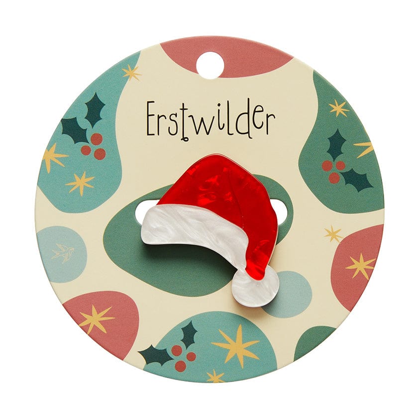 Santa Hat Mini Brooch  -  Erstwilder Simplified  -  Quirky Resin and Enamel Accessories