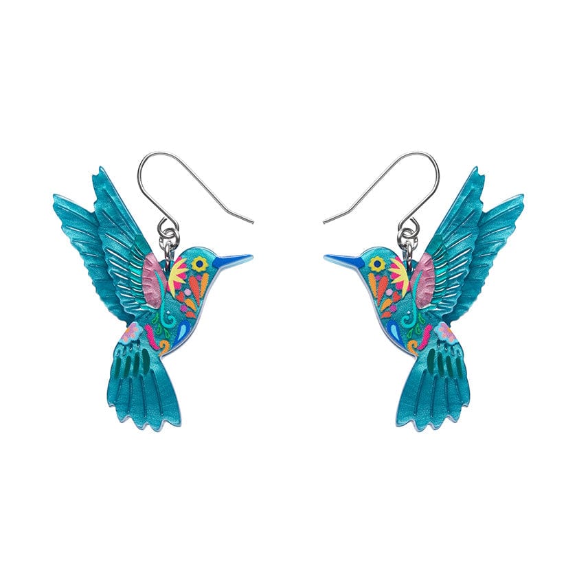 Frida's Hummingbird Drop Earrings  -  Erstwilder  -  Quirky Resin and Enamel Accessories