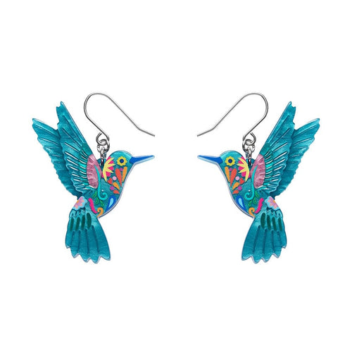 Frida's Hummingbird Drop Earrings  -  Erstwilder  -  Quirky Resin and Enamel Accessories