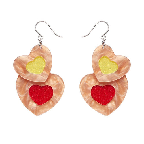 Lolly Heart Cookies Drop Earrings  -  Erstwilder  -  Quirky Resin and Enamel Accessories