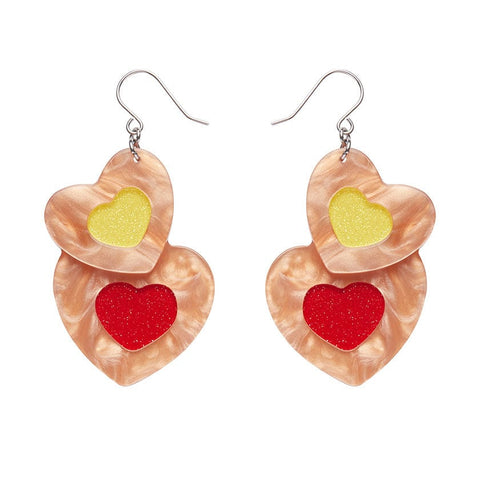 Lolly Heart Cookies Drop Earrings  -  Erstwilder  -  Quirky Resin and Enamel Accessories