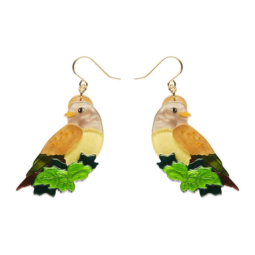 Wondrous Warbler Drop Earrings  -  Erstwilder  -  Quirky Resin and Enamel Accessories