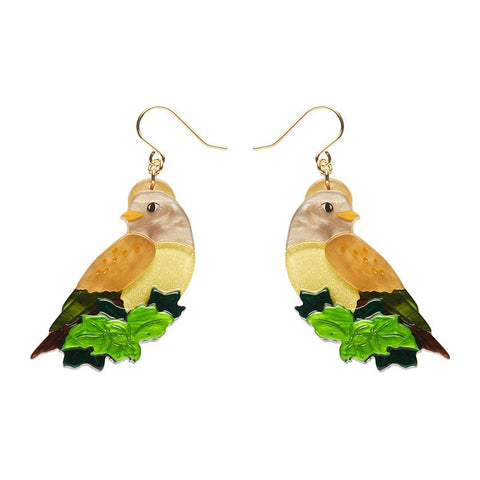 Wondrous Warbler Drop Earrings  -  Erstwilder  -  Quirky Resin and Enamel Accessories