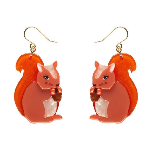 Cheeky Squirrel Drop Earrings  -  Erstwilder  -  Quirky Resin and Enamel Accessories