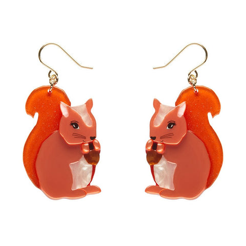 Cheeky Squirrel Drop Earrings  -  Erstwilder  -  Quirky Resin and Enamel Accessories