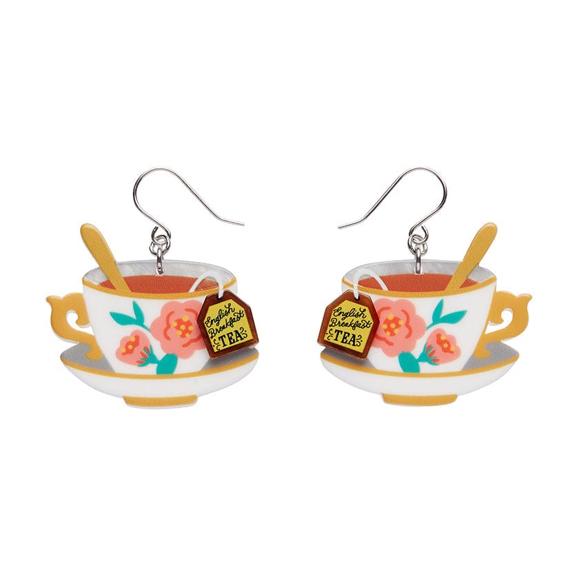 Fancy a Cuppa Drop Earrings  -  Erstwilder  -  Quirky Resin and Enamel Accessories