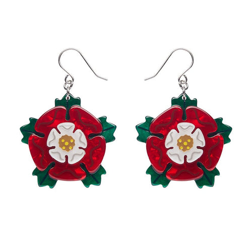 Tudor Rose Drop Earrings  -  Erstwilder  -  Quirky Resin and Enamel Accessories