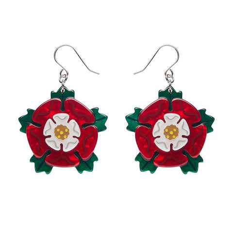 Tudor Rose Drop Earrings  -  Erstwilder  -  Quirky Resin and Enamel Accessories