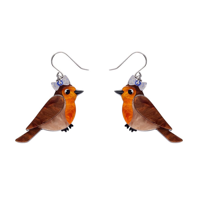 Rosie the Robin Drop Earrings  -  Erstwilder  -  Quirky Resin and Enamel Accessories