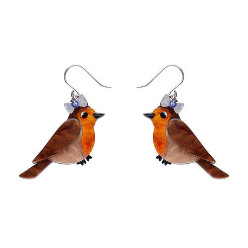 Rosie the Robin Drop Earrings  -  Erstwilder  -  Quirky Resin and Enamel Accessories