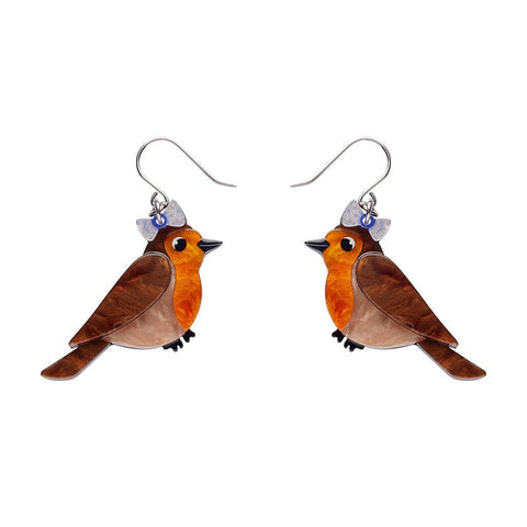 Rosie the Robin Drop Earrings  -  Erstwilder  -  Quirky Resin and Enamel Accessories