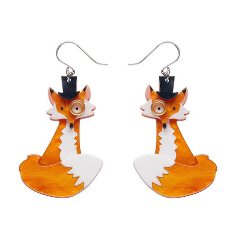 Felix the Fox Drop Earrings  -  Erstwilder  -  Quirky Resin and Enamel Accessories