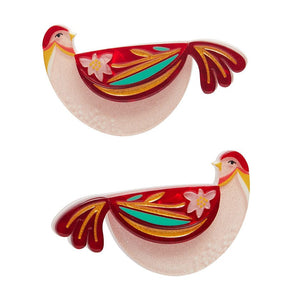 Partridge Perfection Hair Clips Set - 2 Piece  -  Erstwilder  -  Quirky Resin and Enamel Accessories