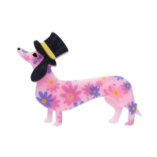 Dapper Dachsund Mini Brooch  -  Erstwilder  -  Quirky Resin and Enamel Accessories