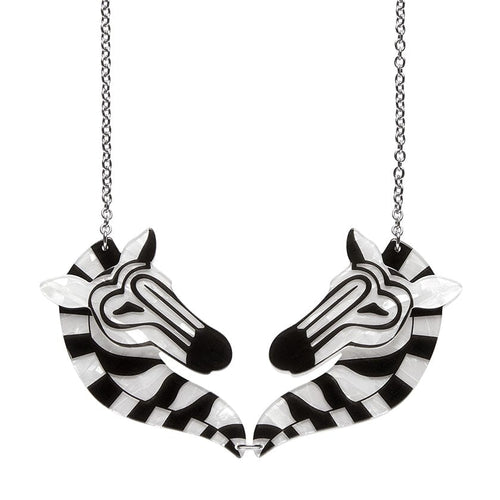 Zelda the Zany Zebra Necklace  -  Erstwilder  -  Quirky Resin and Enamel Accessories